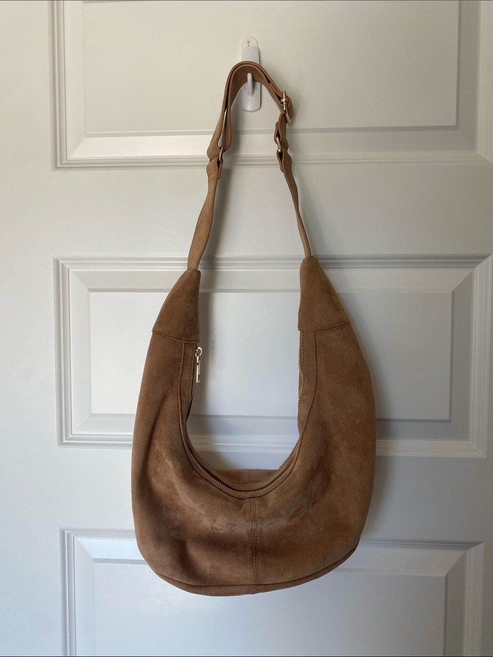 Suede Hobo Shoulder Bag in Brown